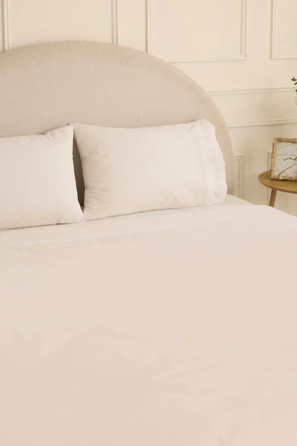 سرویس روتختی دانتل‌دار دو نفره Karaca Home مدل Velisse پنبه - سفید
