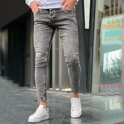 شلوار جین رنگ طوسی روشن برفکی