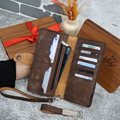 کیف پول دستی مردانه چرم طبیعی پتینه مناسب هدیه