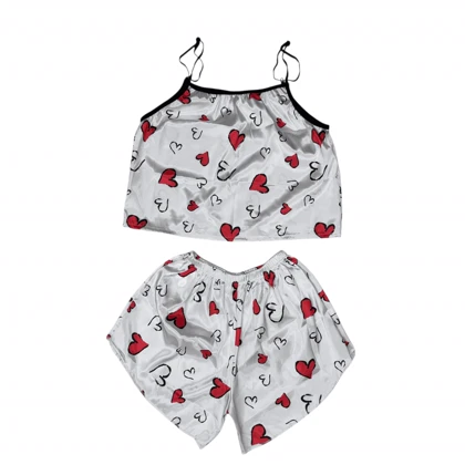 ست تاپ و شلوارک طرح قلب 178