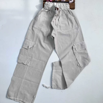 سه تیکه کتان دخترانه مانتو جلیقه با شلوارکارگو