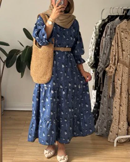 پیراهن مانتویی گلسا همراه کمربند 1