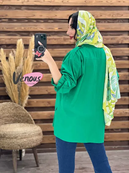 مانتو کتی چهاردکمه آستین کش