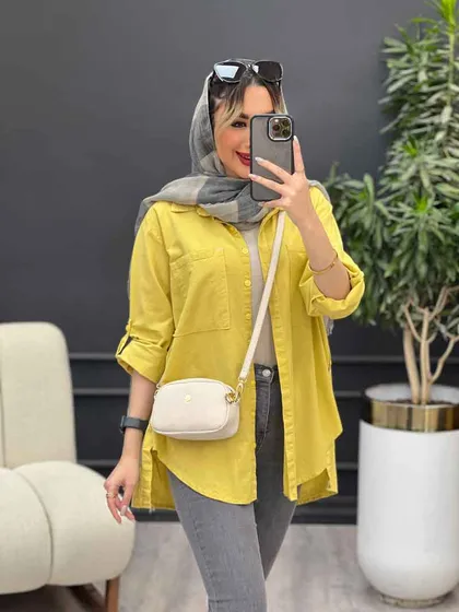 مانتو لینن رنگی بغل چهار دکمه