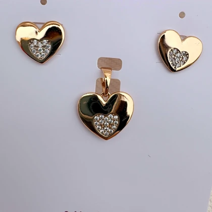 نیم ست قلب تخت نگین‌دار ژوپینگ بدون زنجیر