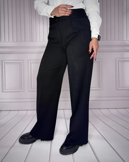خرید شلوار بگ گاباردین مشکی زنانه Women's Black Gabardine Baggy Pants کد 913203