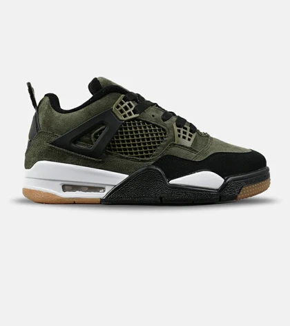 کفش کتانی ساق‌دار مردانه و زنانه سبز مشکی NIKE jordan 4 مدل 7679