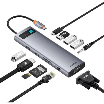 هاب تایپ سی 11 پورت باسئوس Baseus مدل BS-OH147 توان 100 وات