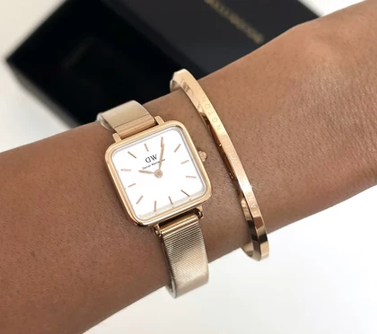 ساعت دنیل ولینگتون مربعی زنانه رزگلد صفحه سفید Daniel Wellington Rosegold