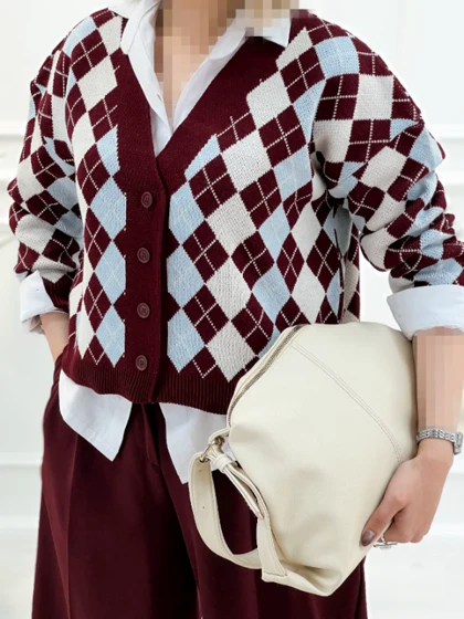 ژاکت بافت کاردیگان پینترستی لوزی