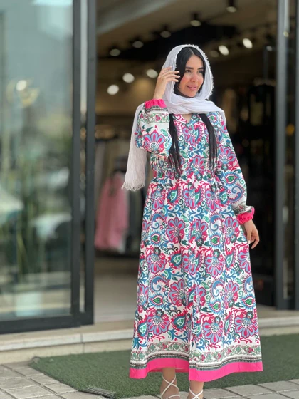 پیراهن بلند طرح دار کد 859