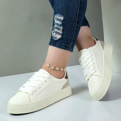 کفش ونس زنانه مدل زارا zara رنگ شیری پشت قهوه ای