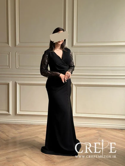 ماکسی یقه هفت سنگدوزی کرپ کنزو