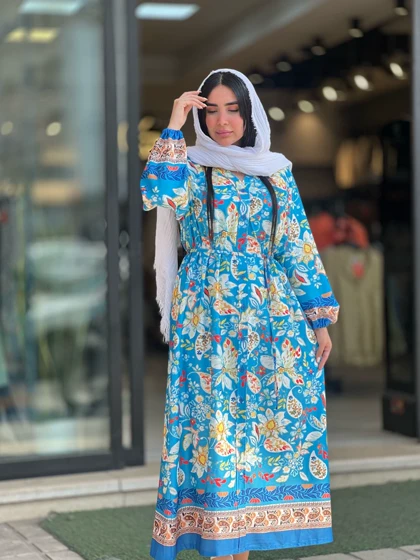 پیراهن بلند طرح دار کد 859