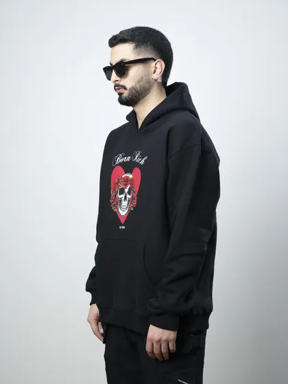 هودی مدل SKULL HEART مشکی برند بورن ریچ bornrich