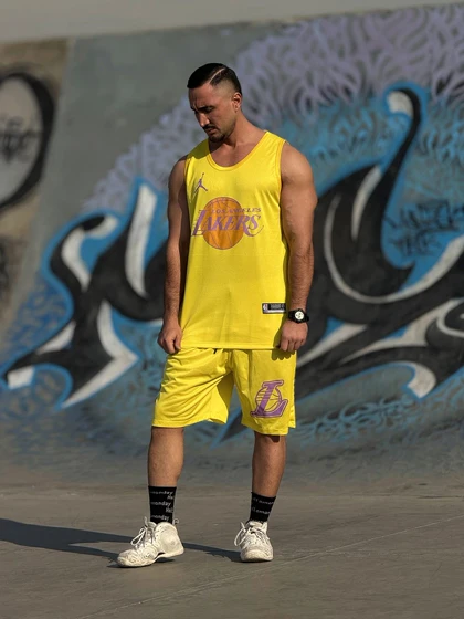 ست بسکتبالی لیکرز جردن (Lakers x Jordan) پارچه فلامنت و چاپ زول (چند رنگ)