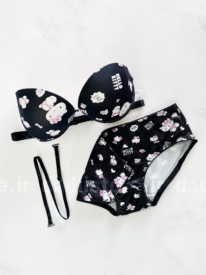 ست شورت و سوتین جلو باز شو اسفنجی فنر دار پوش آپدار فانتزی کیتی