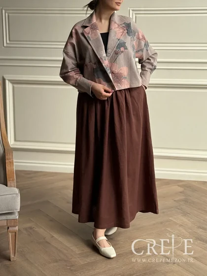 کراپ دامن لینن گل‌دار