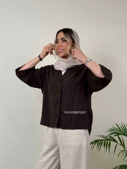 شومیز سیلک باکسی کراپ زنانه
