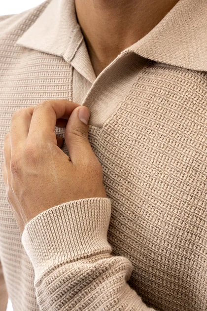 بافت آستین بلند یقه دار مردانه