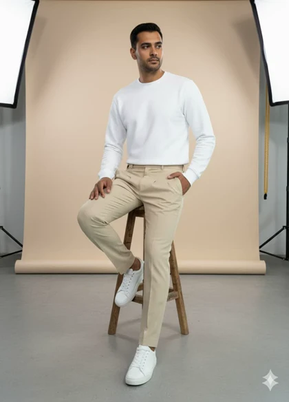 شلوار بنگال مام فیت مدل radin-کرم