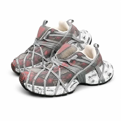 کفش کتانی مردانه مدل بالنسیاگا اسپایدر کاستوم طوسی صورتی BALENCIAGA SPIDE