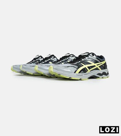 کفش کتانی مردانه مشکی طوسی لیمویی ASICS GT 2000
