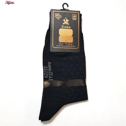 جوراب ساق بلند مردانه مدل پنبه‌ای مشکی ضیاکو کد 5198-337-1-2 بسته 2 عددی