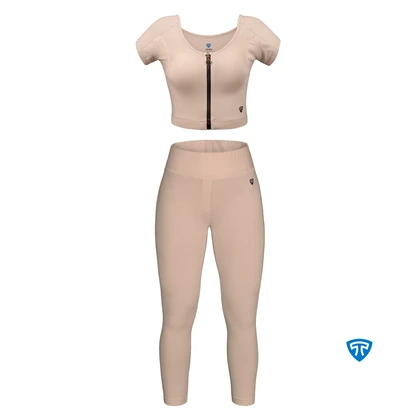 تاپیک ست ورزشی sweatproof crop and sport legging cream