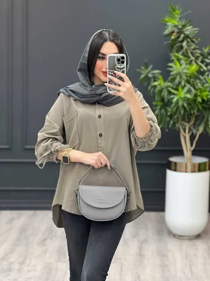 مانتو جلو بسته آستین گت دار