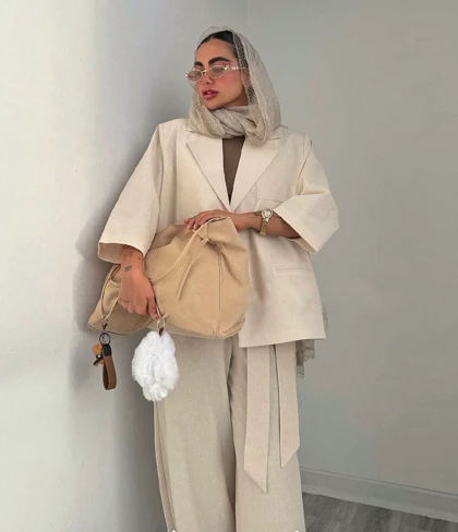 کت و شلوار باکسی زنانه جنس لینن کد 15