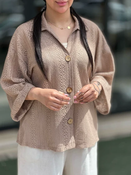 شومیز دکمه چوبی 882