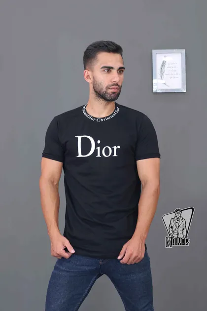 تیشرت مشکی یقه چاپ DIOR