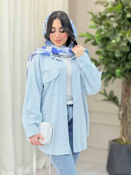 مانتو کتان جیب پاکتی برش‌دار