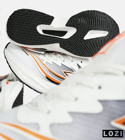 کفش کتانی مردانه و زنانه سفید طوسی نارنجی GENERIC All Run مدل 7211