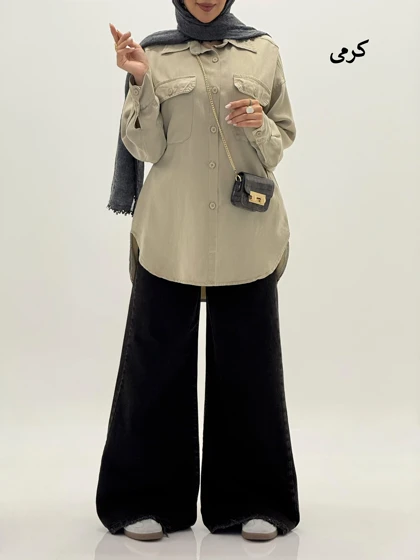 4056-شومیز کتان سیلک میلان