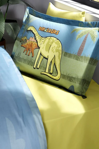 سرویس روتختی یک نفره Özdilek مدل Dino Zoo پنبه - آبی نفتی