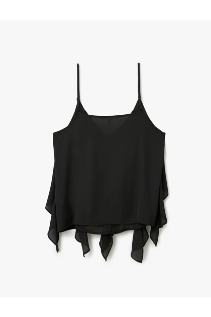 پارچه Crepe v -neck تسمه ریز با بلوز بند TYCF675C50B910B600