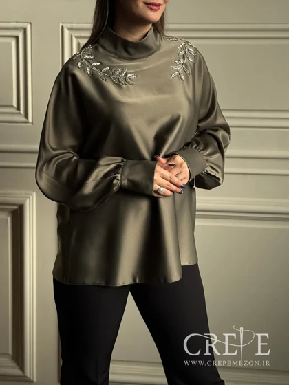 شومیز ساتن برگی