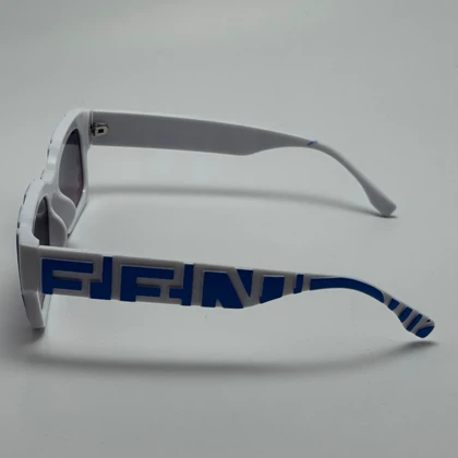 عینک آفتابی فندی FENDI سفید آبی کد 23087 - کیفیت مستر - لیمیتد ادیشن