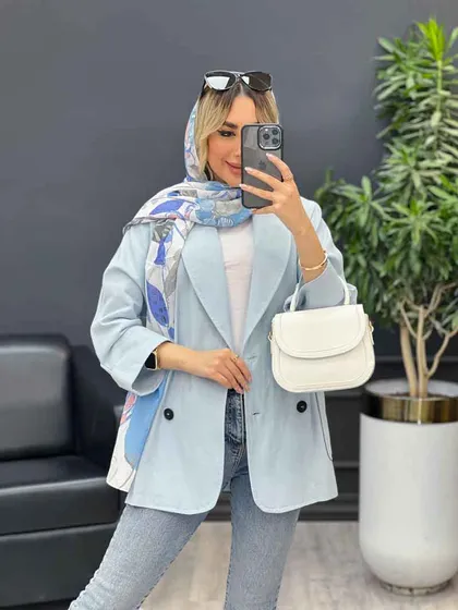 مانتو لینن چهاردکمه آستین پاکتی