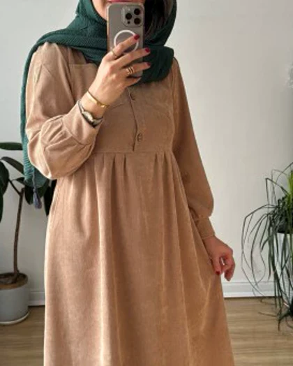 پیراهن مانتویی پاییزه آنیل جیب‌دار 4
