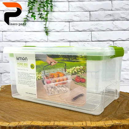 باکس مستطیل 5 لیتری با مخزن یخ دسته دار لیمون