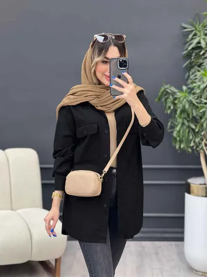 مانتو لینن سر جیب دکمه وینا