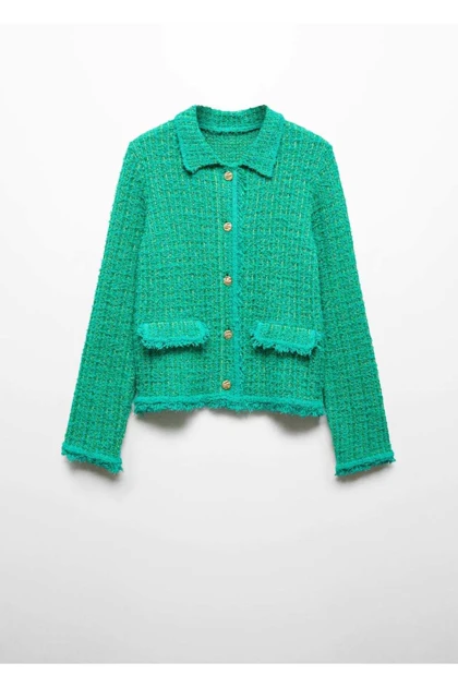 ژاکت کش باف پشمی زنانه اورجینال منگو mango