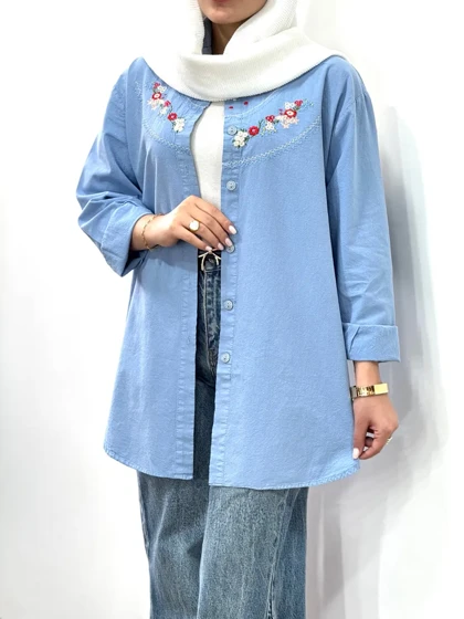 مانتو لینن گلدوزی ساحل(ایراد دار)