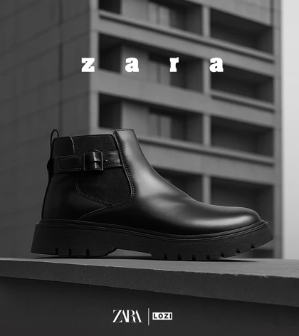 بوت مردانه چرمی مشکی ZARA مدل 5912