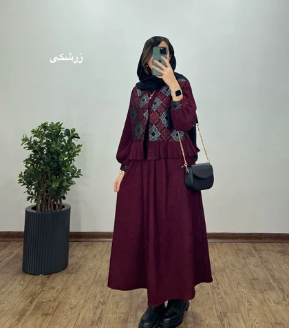 ست پیراهن مانتویی به همراه وست سوزندوزی شده 1