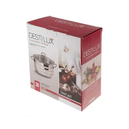 تابه استیل درب‌دار دستی لوکس (Destylux) سایز28