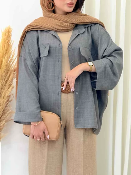 مانتو سر جیب نما آستین پاکتی